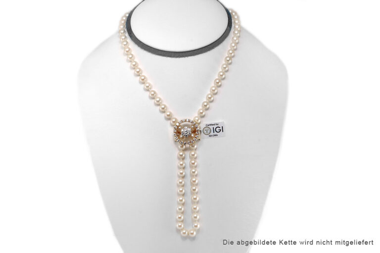 Perlen Clip Anhänger 27 Brillanten 2,1 ct River-TW/VVS Gold IGI [BRORS 20446]