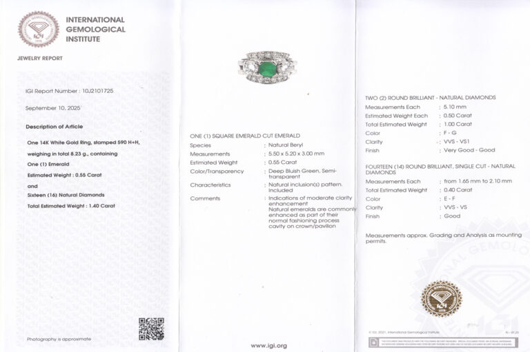 Ring Smaragd 0,55 ct + 16 Brillanten 1,40 ct E-F-G IGI Gutachten [BRORS 20451]