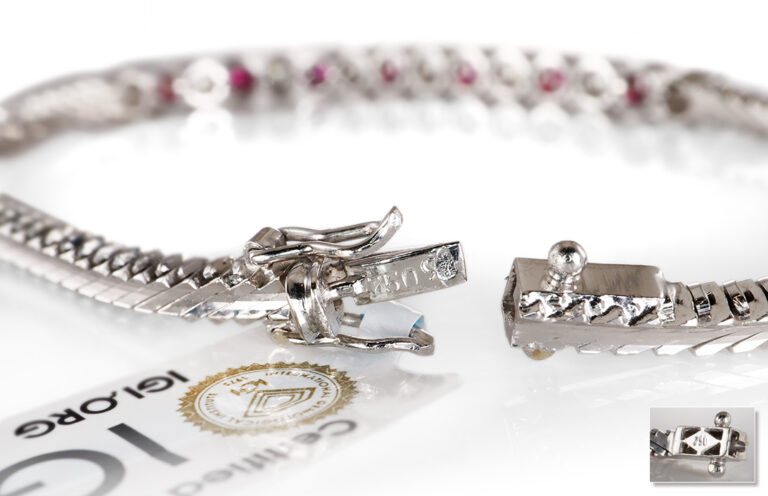 Armband 7 Rubine 0,90 ct + 8 Brillanten 0,80 ct E-F/VVS-VS IGI [BRORS 20454]