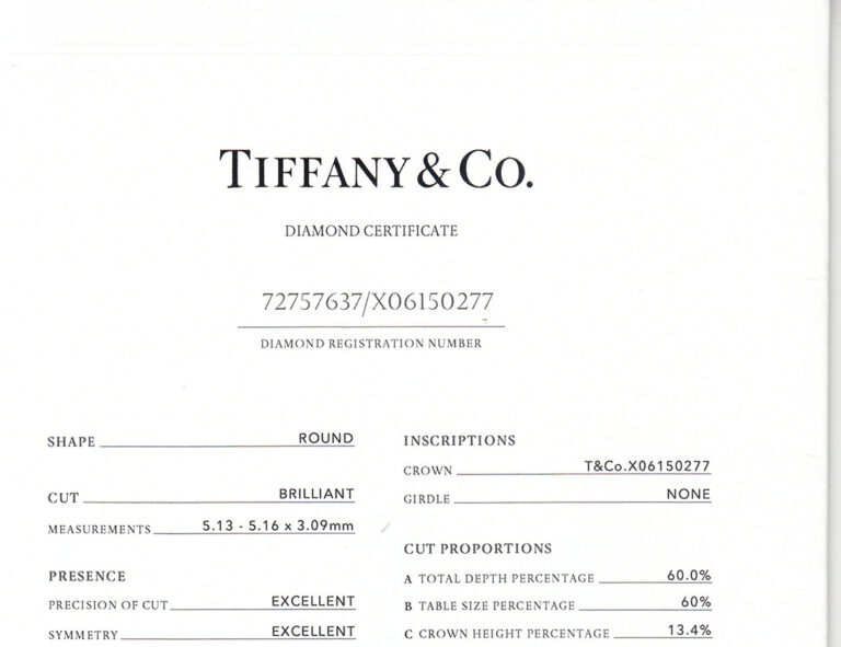 Tiffany & Co. Solitär Kette Anhänger 1 Brillant 0,5 ct 950 Platin [BRORS 20468]