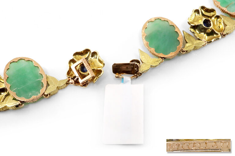 Collier *Bvccellati* Jade + 12 Saphire 750 Gold IGI Gutachten [BRORS 20470]