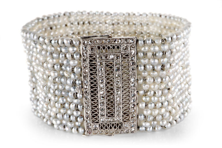 Armband 930 Salzwasser Perlen + 82 Diamanten 930 Weißgold IGI [BRORS 20478]