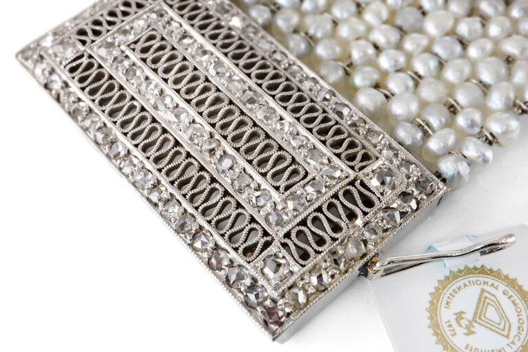 Armband 930 Salzwasser Perlen + 82 Diamanten 930 Weißgold IGI [BRORS 20478]