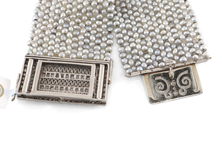 Armband 930 Salzwasser Perlen + 82 Diamanten 930 Weißgold IGI [BRORS 20478]