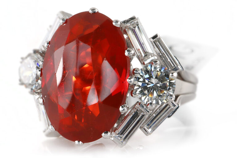 Ring*Weyersberg* Feuer Opal ca 5,70 ct + 10 Diamanten IGI 750 Gold [BRORS 20480]