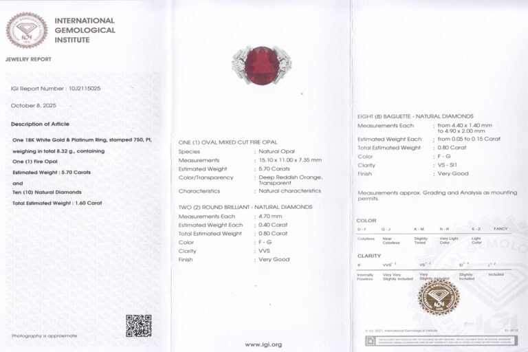 Ring*Weyersberg* Feuer Opal ca 5,70 ct + 10 Diamanten IGI 750 Gold [BRORS 20480]