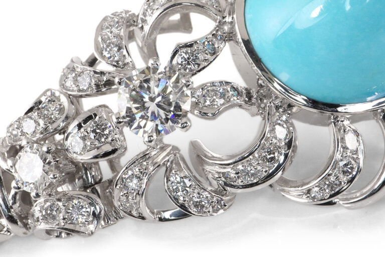 Collier 1 Türkis ca. 20,0 ct + 80 Diamantgen ca. 3,20 ct + IGI [BRORS 20481]