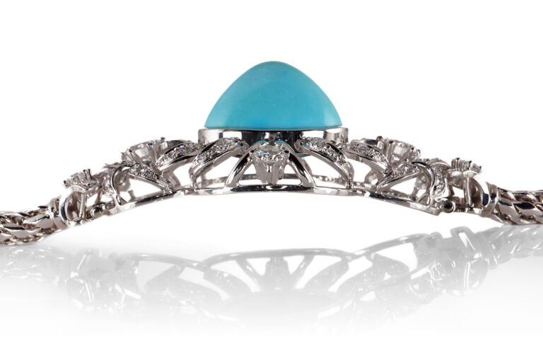 Collier 1 Türkis ca. 20,0 ct + 80 Diamantgen ca. 3,20 ct + IGI [BRORS 20481]