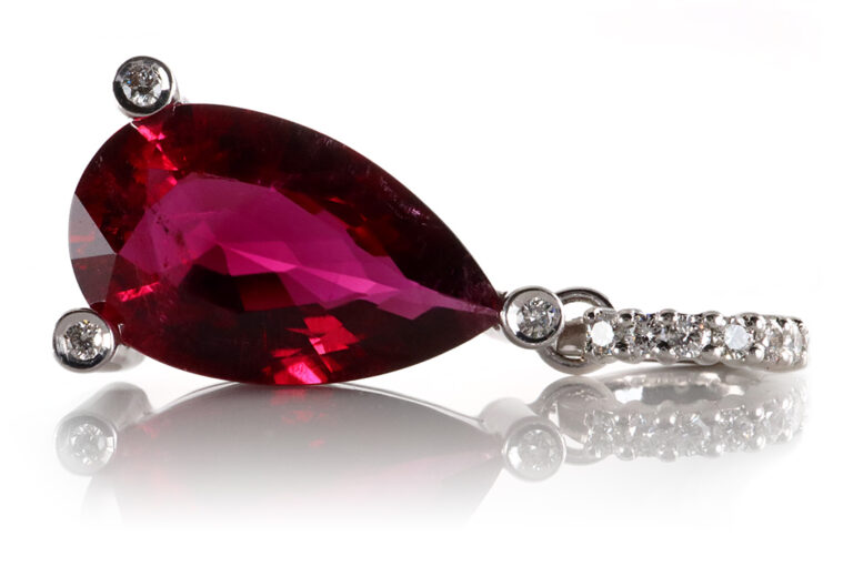Clip Anhänger 1 Rubellite 5,05 ct + 10 Brillanten 0,15 ct IGI [BRORS 20495]