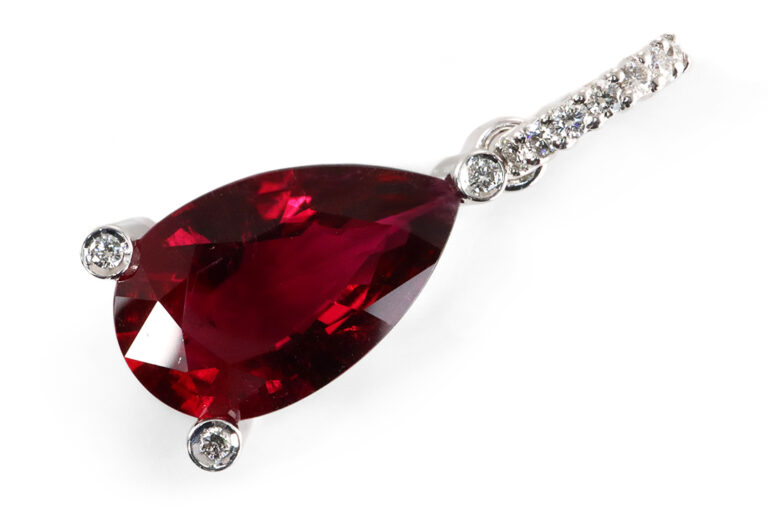 Clip Anhänger 1 Rubellite 5,05 ct + 10 Brillanten 0,15 ct IGI [BRORS 20495]