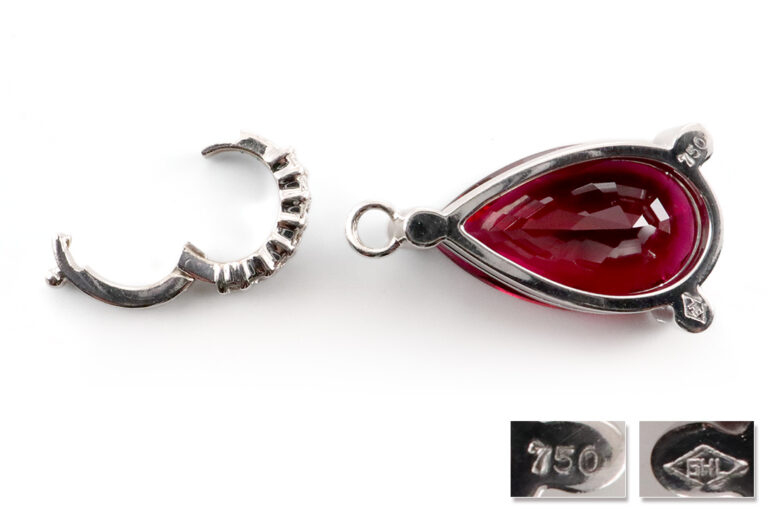 Clip Anhänger 1 Rubellite 5,05 ct + 10 Brillanten 0,15 ct IGI [BRORS 20495]