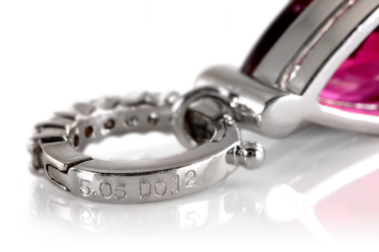 Clip Anhänger 1 Rubellite 5,05 ct + 10 Brillanten 0,15 ct IGI [BRORS 20495]