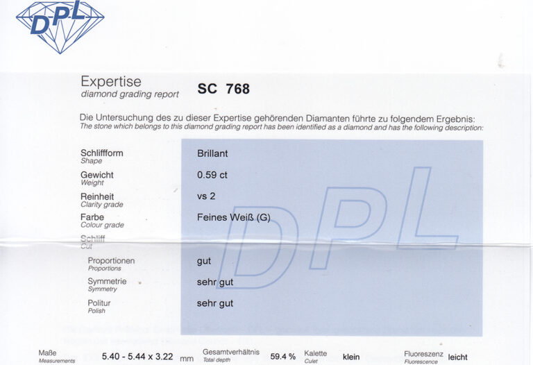Ring 1 Brillant 0,59 ct G/VS2 +8 Brillanten 750 Gold DPL Gutachten [BRORS 20498]