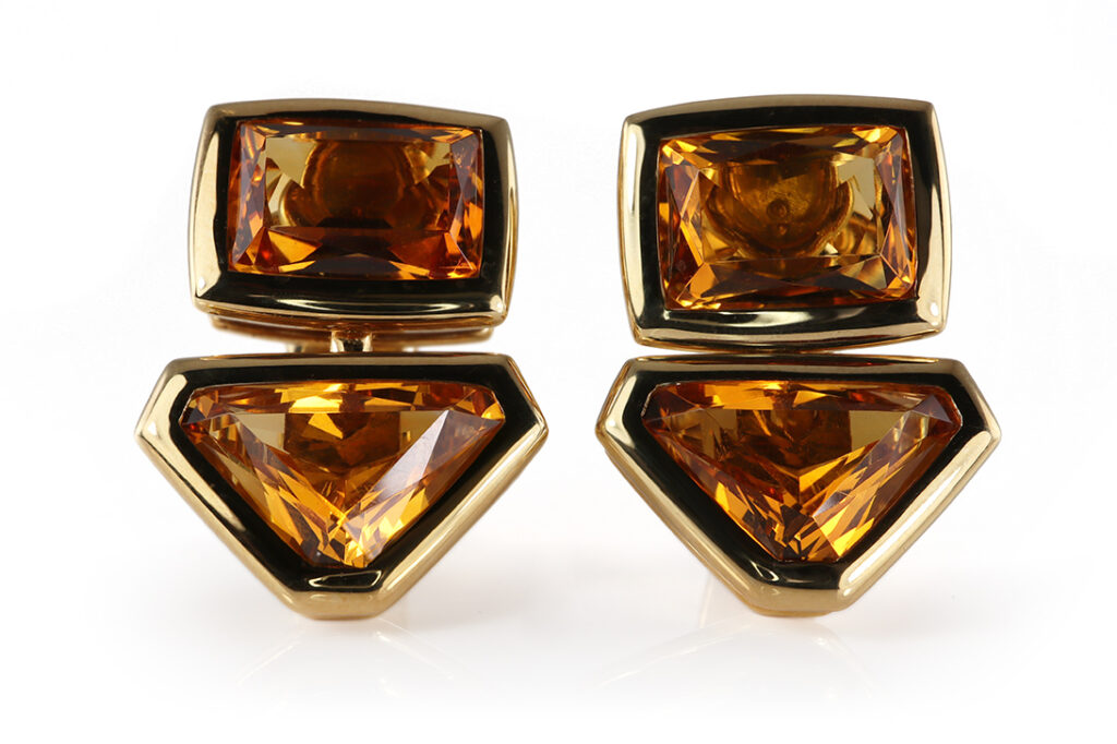 Corum Ohrringe Clipse 4 Citrine ca. 20,0 ct. 750 Gelbgold Weißgold [BRORS 20517]