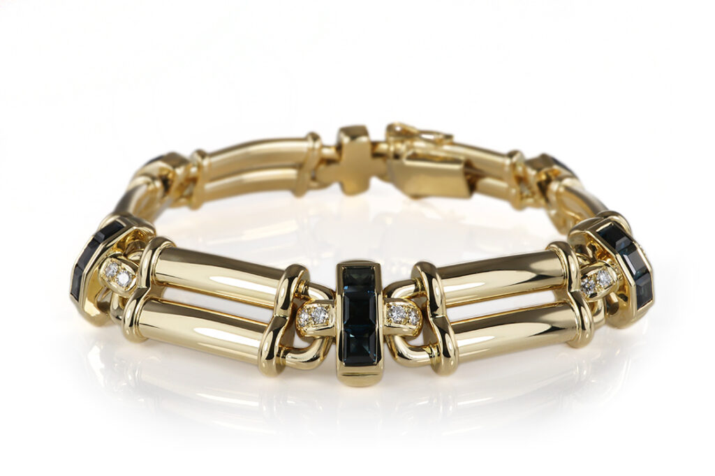 Freisfeld Armband 18 Saphire ca 0,9 ct + 24 Brillanten 750 Gold [BRORS 20528]