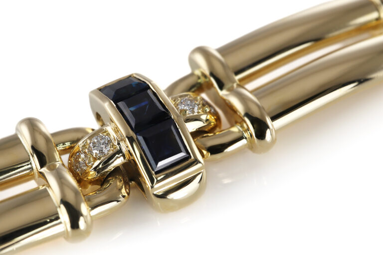 Freisfeld Armband 18 Saphire ca 0,9 ct + 24 Brillanten 750 Gold [BRORS 20528]