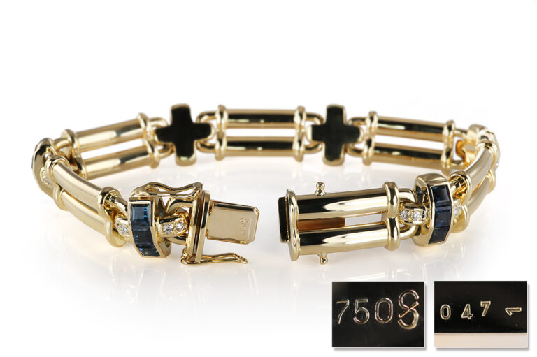 Freisfeld Armband 18 Saphire ca 0,9 ct + 24 Brillanten 750 Gold [BRORS 20528]