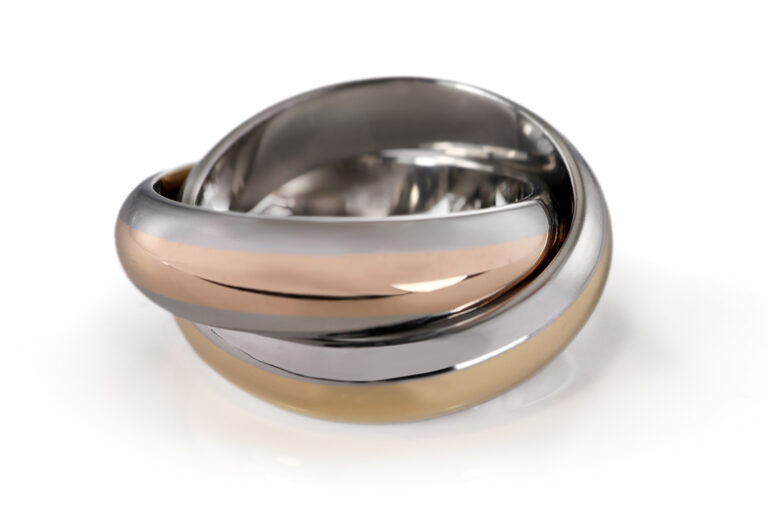 Ring Cartier Vintage Doppel Band Ring Stahl / 750 Gold Gr 48 [BRORS 20531]