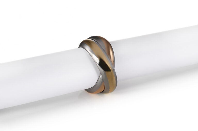 Ring Cartier Vintage Doppel Band Ring Stahl / 750 Gold Gr 48 [BRORS 20531]