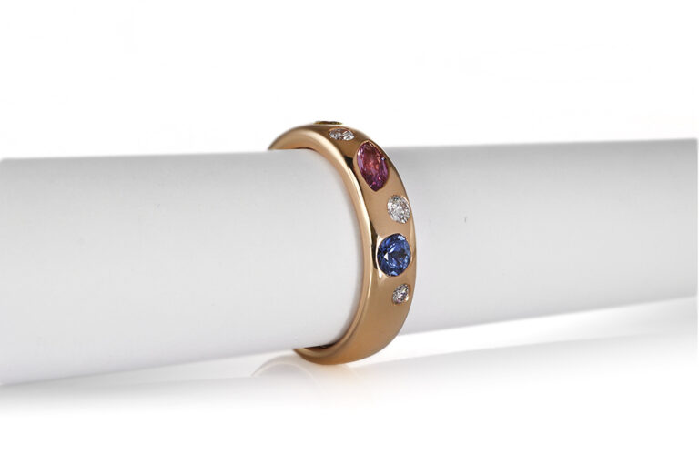 Ring Leo Wittwer bunte Saphire + Brillanten 750 Rosegold Gr 56 [BRORS 20537]