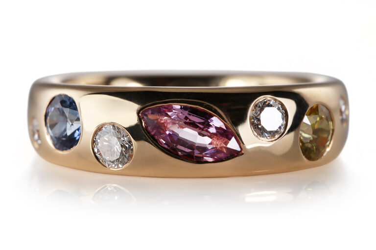 Ring Leo Wittwer bunte Saphire + Brillanten 750 Rosegold Gr 56 [BRORS 20537]