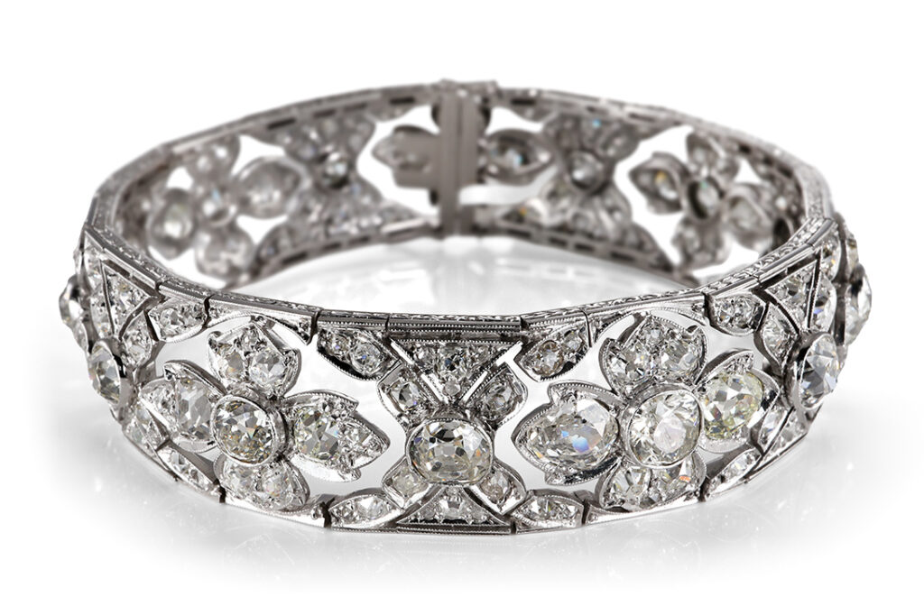 Antikes Armband 239 Diamanten 18 Karat! Weißgold Silber IGI 19 cm [BRORS 20526]