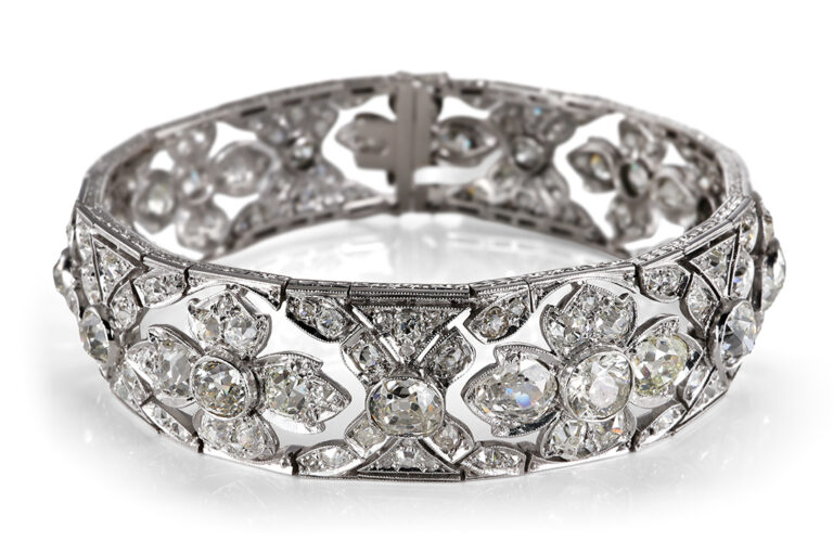 Antikes Armband 239 Diamanten 18 Karat! Weißgold Silber IGI 19 cm [BRORS 20526]