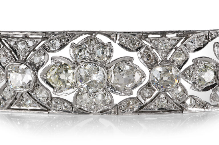 Antikes Armband 239 Diamanten 18 Karat! Weißgold Silber IGI 19 cm [BRORS 20526]