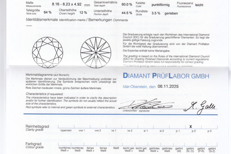 Ring 1 Brillant 2,02 ct FANCY/P2 750 Weißgold DPL Gr. 54 [BRORS 20541]