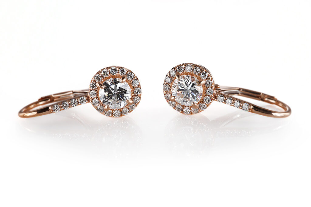 Ohrringe 2 Brillanten 0,71 ct + 40 Brillanten 0,26 ct Rosegold DPL [BRORS 20544]