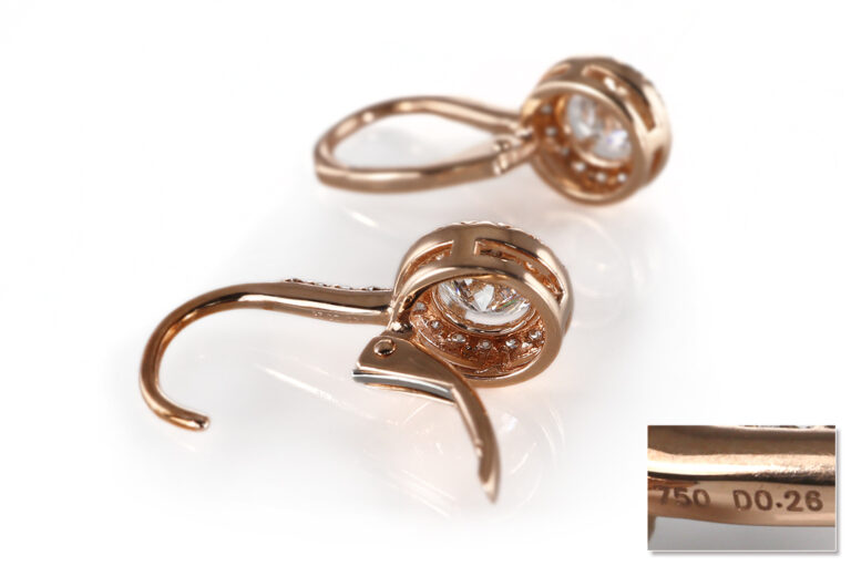 Ohrringe 2 Brillanten 0,71 ct + 40 Brillanten 0,26 ct Rosegold DPL [BRORS 20544]