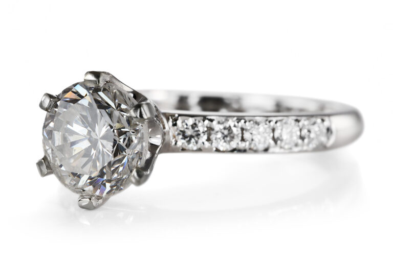 Ring 1 Brillant 0,95 ct J/P1 + 10 Brillanten 750 Gold DPL Gr. 54 [BRORS 20545]