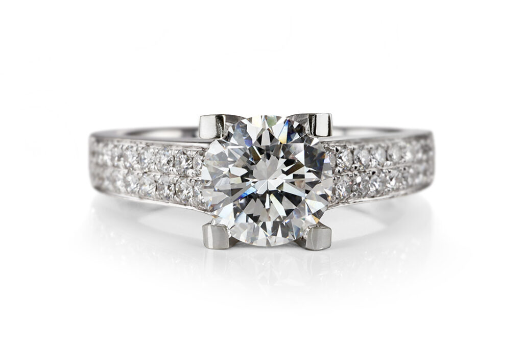 Ring 1 Brillant 0,97 ct RIVER/VVS 2 + 36 Brill. 750 Gold DPL [BRORS 20549]