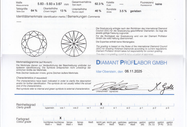 Ring 1 Brillant 0,79 ct RIVER/VS2 750 Weißgold DPL Gr. 54 [BRORS 20551]