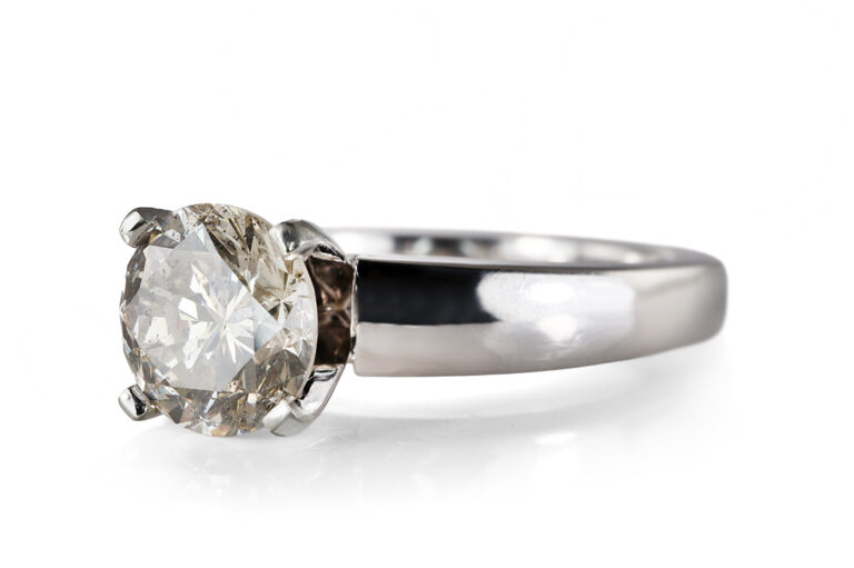 Ring 1 Brillant ca 1,33 ct Getönt S-Z/P2 585 Weißgold DPL Gr. 53 [BRORS 20552]