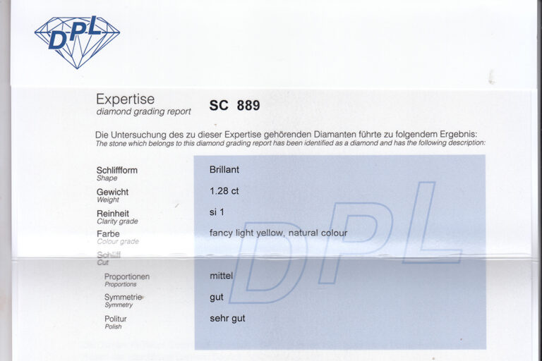 Verlobungsring 1 Brillant 1,28 ct FANCY/SI1 750 Weißgold DPL Gr. 54[BRORS 20554]