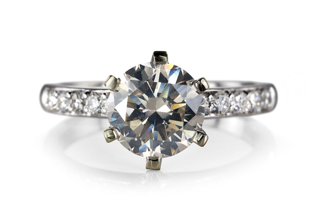 Ring 1 Brillant 1,21 ct S-Z/P1 + 10 Brillanten 750 Gold DPL Gr. 55 [BRORS 20555]