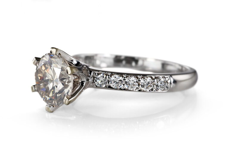 Ring 1 Brillant 1,21 ct S-Z/P1 + 10 Brillanten 750 Gold DPL Gr. 55 [BRORS 20555]