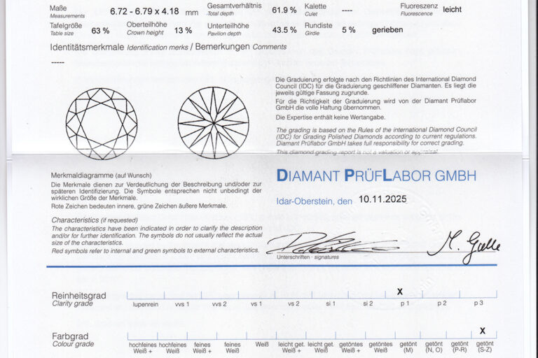 Ring 1 Brillant 1,21 ct S-Z/P1 + 10 Brillanten 750 Gold DPL Gr. 55 [BRORS 20555]