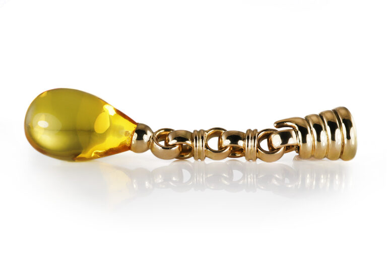 Kuck lange Ohrclipse Ohrhänger Bernstein Tropfen 750 Gelbgold IGI [BRORS 20565]