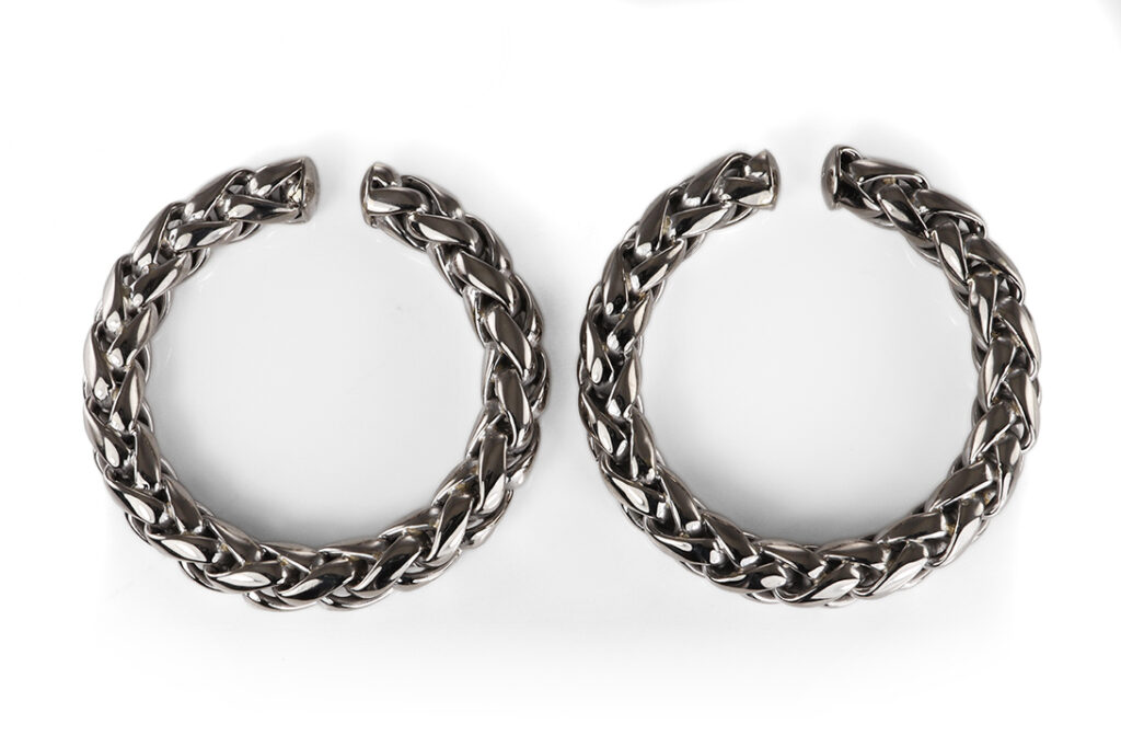 Ohrringe Creolen Isabelle Fa Zopfmuster 750 Weißgold Ø 3,6 cm [BRORS 20569]