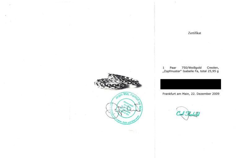 Ohrringe Creolen Isabelle Fa Zopfmuster 750 Weißgold Ø 3,6 cm [BRORS 20569]