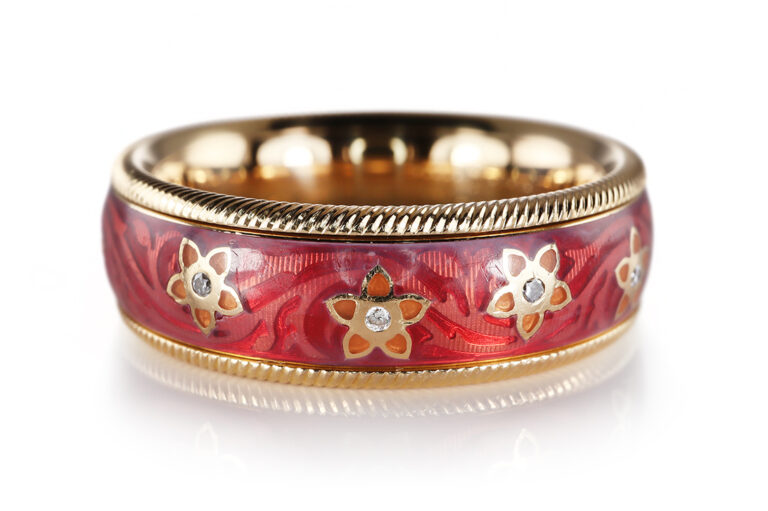 Wellendorff Dreh Ring Blütenengel rot 750 Gr. 57 [BRORS 20582]