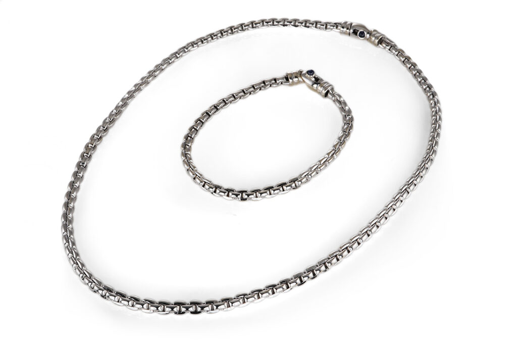 Wempe Kette (42cm) + Armband (18cm) 2 Saphire 750 Weißgold [BRORS 20597]