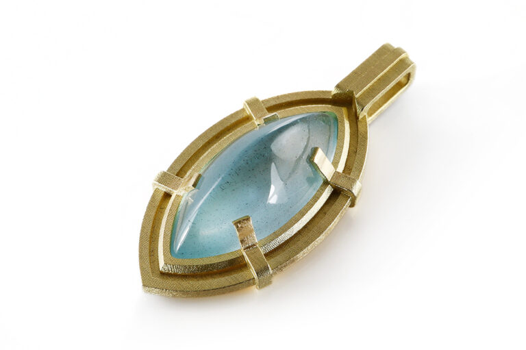 Anhänger 1 Aquamarin ca. 22,30 ct. Schütt 750 Gelbgold [BRORS 20601]