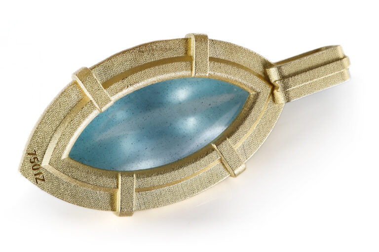Anhänger 1 Aquamarin ca. 22,30 ct. Schütt 750 Gelbgold [BRORS 20601]