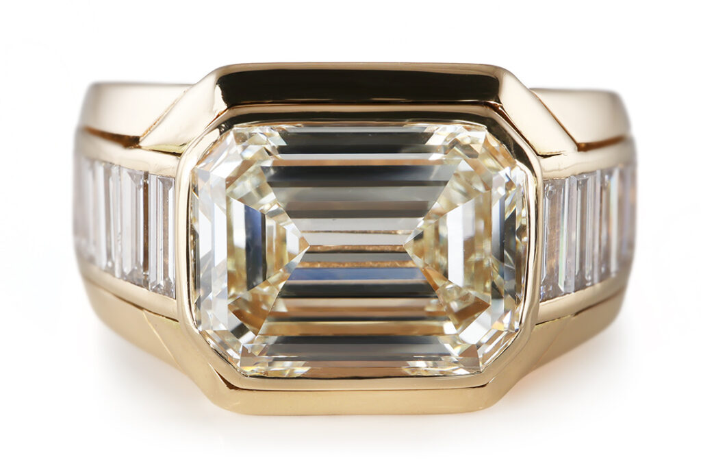 Ring Diamant 4,5 ct J-K/VS1 Emeraldcut + 14 Dia 1,6 ct River IGI [BRORS 20603]