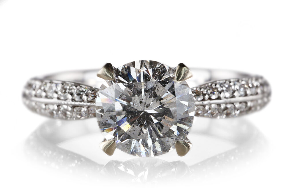 Ring 1 Brillant 1,02 ct H/P1 + 32 Brillanten 750 Gold DPL Gr. 54 [BRORS 20604]