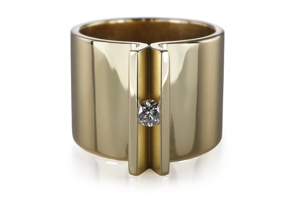 Niessing Ring Spannring 1 Brillant ca 0,04 ct TW/VVS 750 Gelbgold [BRORS 20619]