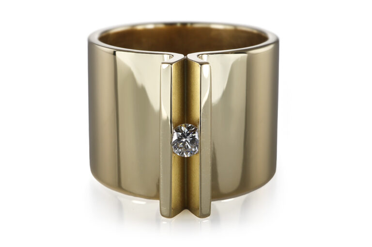 Niessing Ring Spannring 1 Brillant ca 0,04 ct TW/VVS 750 Gelbgold [BRORS 20619]